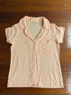 Eberjay Gisele Tencel Modal Short Sleeve Pajama Top Peach Sz Small 💛🍄 thumbnail 6