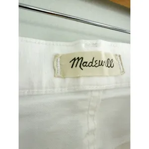 Madewell | EUC Cali Demi-Boot Jeans Pure White Raw Hem Cropped Flare | Sz 28 thumbnail 7