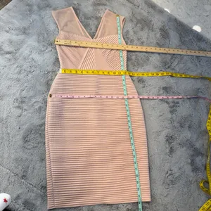 Calvin Klein‎ Womens Pink Ribbed Mesh V-Neck Cocktail Bandage Dress Size 2 thumbnail 16