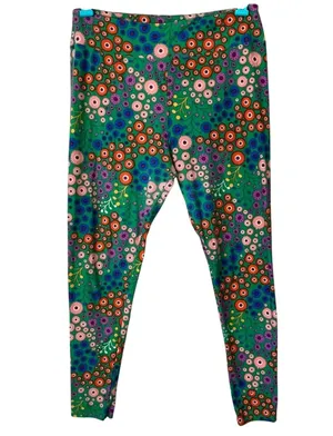 LuLaRoe Green / Pink / Yellow Patterned Leggings Size Tall and Curvy 12/18 thumbnail 1