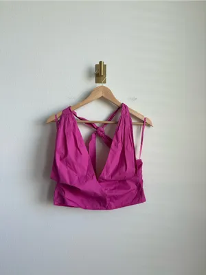 STAUD Kai Crisscross Halter Top Pink Tie Neck Bow Size 10 thumbnail 4