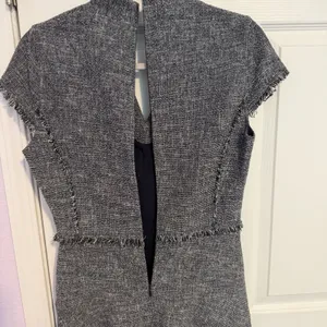 NWT J. McLaughlin Zinnia Tweed Dress Sz 2 Dark Navy/White Lined Fringe Office thumbnail 11