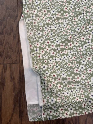 SHEIN Olive Green Floral Midi Skirt with Side Slit thumbnail 4