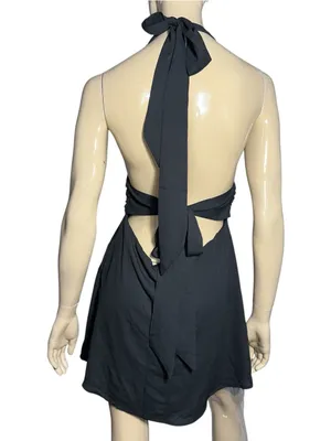 White Fox Boutique NWT Women’s Size XL Black Sweet Fantasy Halter Mini Dress thumbnail 7