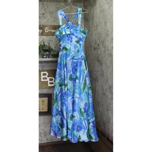 NWT Taylor Womens Twisted Halter Printed Gown Dress 9185S Sapphire Blue 14 thumbnail 5