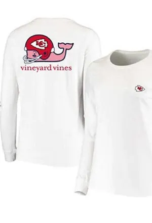 Vineyard Vines Women's White Kansas City Chiefs Helmet Long Sleeve T-shirt XS thumbnail 1