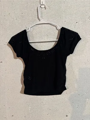 Aeropostale Eyelet Ruched Lace-Trim Crop Top | Size: Small thumbnail 4