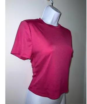 Women’s Pink Short Sleeve Baby Tee Crop Top Medium thumbnail 2
