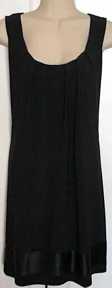 White House | Black Market Black Shift Dress With Silk Trim Size M thumbnail 1