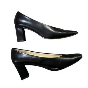 Vintage SRO Leather Heels Women’s 7.5M Blue Low Heel Pumps Used thumbnail 3