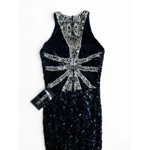 Sherri Hill 51430 Black Sequin Halter Gown Open Back High Slit‎ NWT Size 0 thumbnail 7