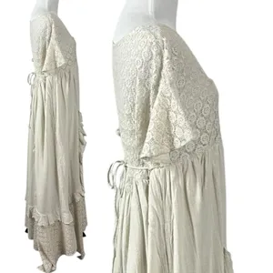 Free People Ethereal Bohemian Bring The Romance Midi Maxi Dress Neutral Medium thumbnail 12