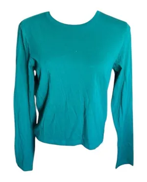 Womens Victorias Secret PINK Spruce Green Long Sleeve Tee Shirt - Sz S thumbnail 1