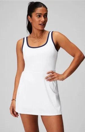 Fabletics Sporty Classic Built-In Short Dress White Collegiate Navy NWT Size XXL thumbnail 1