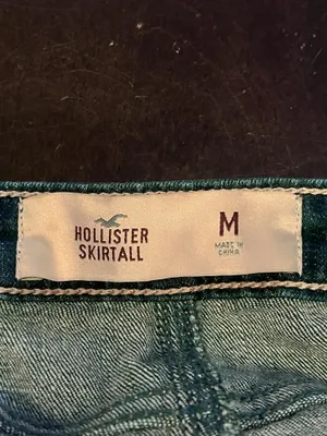Hollister Denim Overall Dress Womens Medium Blue Skirtall Distressed Pockets thumbnail 7