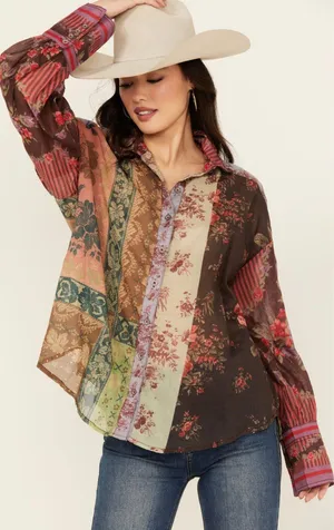 We The Free flower patch long sleeve button down blouse thumbnail 1