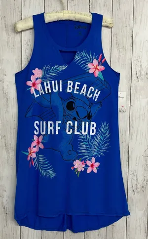 Disney Blue Stitch Surf Club Sleep Dress Beach Cover Up Long Tunic Shirt Small thumbnail 1