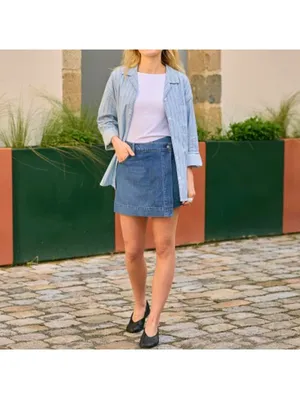 Uniqlo Drapey Denim Skort Indigo Blue NWT XS thumbnail 5