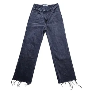 Abercrombie & Fitch 90s Relaxed High Rise Jeans Size 27 4 Washed Black Raw Hem thumbnail 2