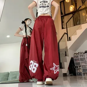 Yesstyle Drawstring Waist Cargo Pants Red thumbnail 3