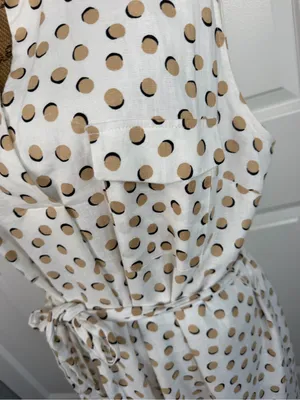Ann Taylor XL Linen Blend Polka Dot Belted Sleeveless Midi Shirt Dress thumbnail 6