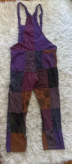 Himalaya Handmade Cotton Patchwork Overall One-Piece S Purple Pockets thumbnail 4