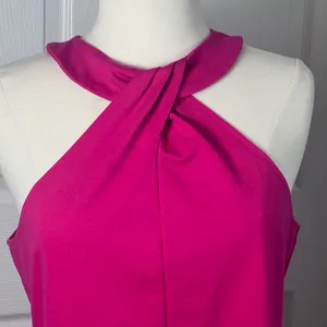 Halogen Hot Pink Knit Twist Front Halter Top thumbnail 9