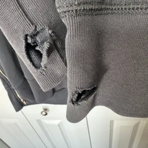 Aerie Hoodie Women M Gray City Side Zip Oversized Pullover Sweatshirt Distressed thumbnail 2