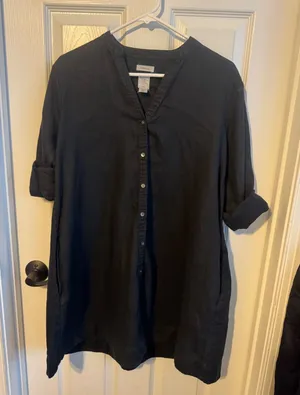 Joie Black 100% Linen Shirt Dress XS Button‎ Front Tunic Pockets thumbnail 1
