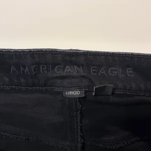 American Eagle Super High Rise Ultra Wide Leg Black Whiskering Fading Size 12R thumbnail 4