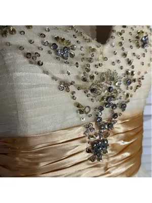 MayQueen Couture mesh mini dress gold beaded strapless fairy princess homecoming thumbnail 11