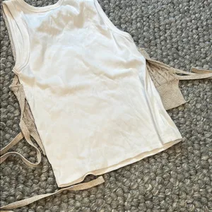 Zara Double Layered White Creme Knit Tie Blouse Size Medium thumbnail 7
