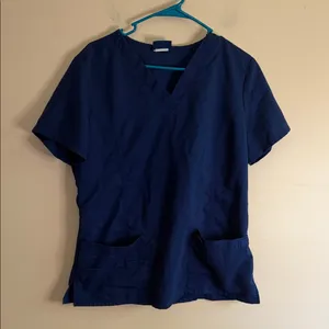Women's Navy V-Neck Short Sleeve Scrub Top thumbnail 1