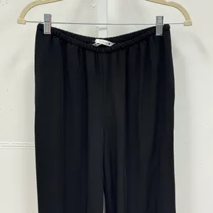 Zara Women's Black‎ Straight Wide Leg Elastic Waist Trousers Pants Lightweight M thumbnail 3