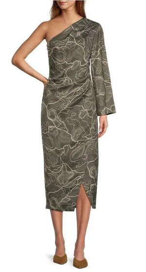 Antonio Melani x Elizabeth Damrich Monroe One Shoulder Satin Midi Dress thumbnail 12