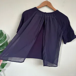 Aritzia Babaton Purple Silk Split Back Blouse thumbnail 4