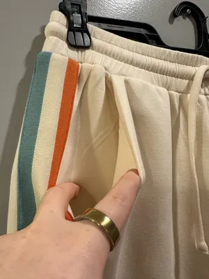 JODIFL Striped Detail Quarter-Zip Pullover and Straight Leg Sweatpants Matching Set Cream Multi thumbnail 15