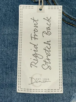 Cato est 1946 Denim Jean Skirt Raw Hem Patched Women's Size 12 Stretch Pockets thumbnail 8