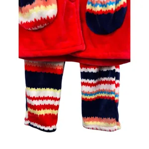 Rou Phang Extra Warm Soft Red Stripe Long Sleeve Top Bottom Pajama Lounge Set L thumbnail 2
