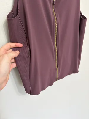 RHONE Revive Rib Zip Tank in Deep Mauve - Size M thumbnail 8