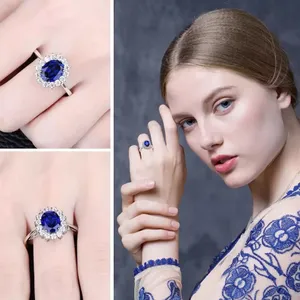 Sterling Silver SIZE 9 925 Blue Sapphire Engagement Ring thumbnail 4