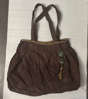 Brown/Gold Metallic Cloth Shoulder Bag Boho Fall Fairycore Grandma Minimalist thumbnail 1