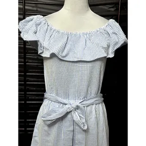 Michael Kors Women's Blue/White Striped Off Shoulder Ruffled Dress S NWT thumbnail 3
