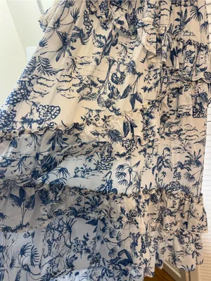Storia White and Blue Floral Ruffle Maxi Dress thumbnail 5