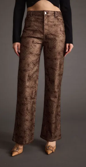 12th Tribe Womens After Hours Coated Leopard Pants Small thumbnail 1
