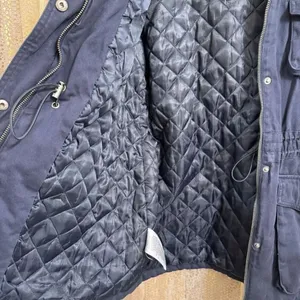 BCBGeneration Navy Blue Hooded Faux Fur Trim Anorak Parka Coat Large thumbnail 8