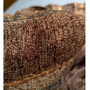 Vtg 1950s Brown Gold Tiered Fringe Mexican Patio Hook Closure Circle Skirt Sz XS thumbnail 3