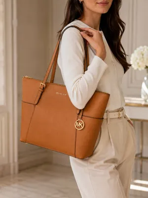 Michael Kors East West Large Pink Crossgrain Leather Tote NWT thumbnail 3
