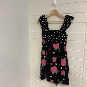 Free People bom bom mini dress in black and pink thumbnail 6