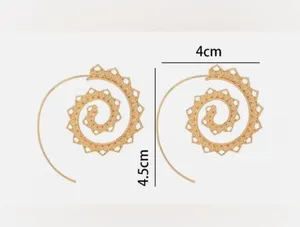 Womens fashion gold-plated heart spiral swirl earimgs thumbnail 2